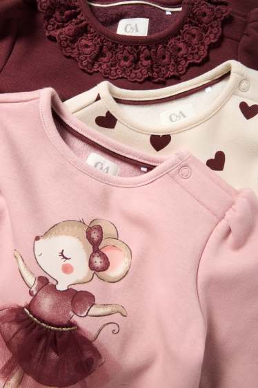 Bébés filles - Lot de 3 - ballerine et cœur - sweat bébé - rose