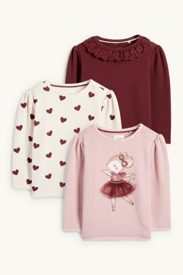 Bébés filles - Lot de 3 - ballerine et cœur - sweat bébé - rose