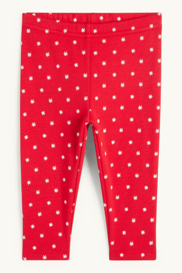 Bébés filles - Flocon de neige - Leggings chauds pour bébé - rouge