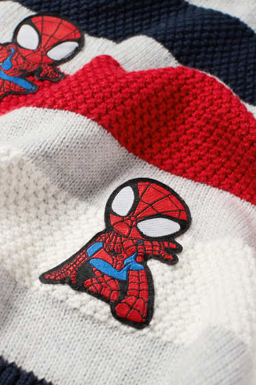 Kinderen: jongens - Spidey - trui - gestreept - met structuur - lichtgrijs / donkerblauw