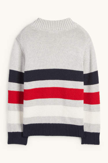 Kinderen: jongens - Spidey - trui - gestreept - met structuur - lichtgrijs / donkerblauw