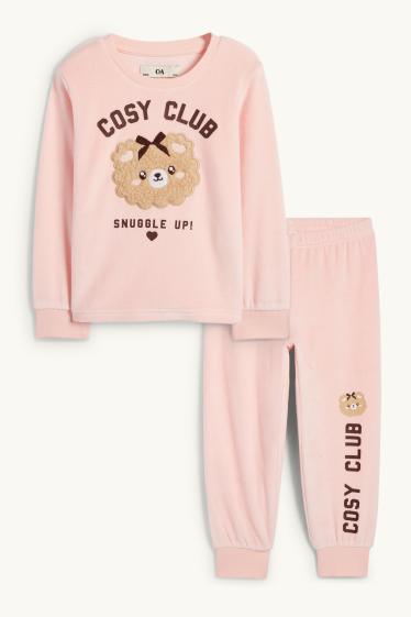 Kinder Mädchen - Pudel - Winterpyjama - 2 teilig - rosa