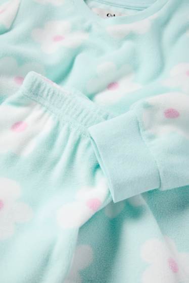 Children Girls - Floral - winter pyjamas - 2 piece - mint green