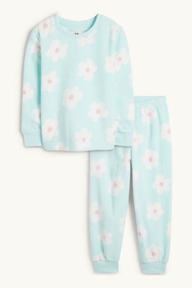 Children Girls - Floral - winter pyjamas - 2 piece - mint green
