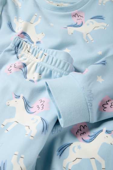 Enfants filles - Licorne - pyjama en polaire - 2 pièces - bleu clair