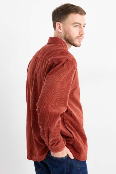 Hommes - Veste-chemise en velours côtelé - relaxed fit - col kent - orange