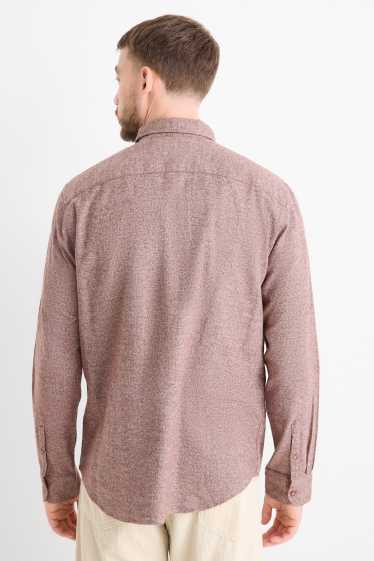 Hommes - Chemise - regular fit - col button-down - rouge foncé