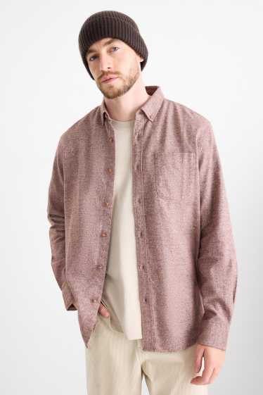 Hommes - Chemise - regular fit - col button-down - rouge foncé