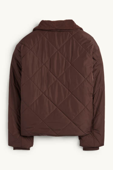 Women - Quilted jacket - dark brown