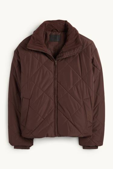 Women - Quilted jacket - dark brown