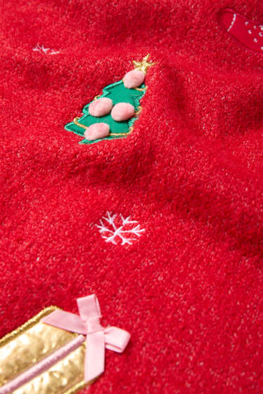 Kinder Mädchen - Set - Weihnachts-Kleid und Strumpfhose - 2 teilig - rot