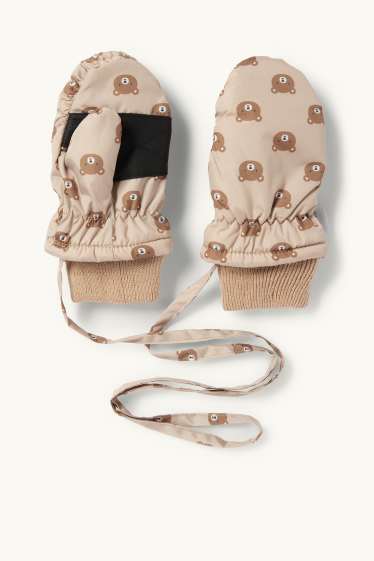 Bebeluși - fete - Ursuleț - mănuși cu un deget bebeluși - căptușite - bej