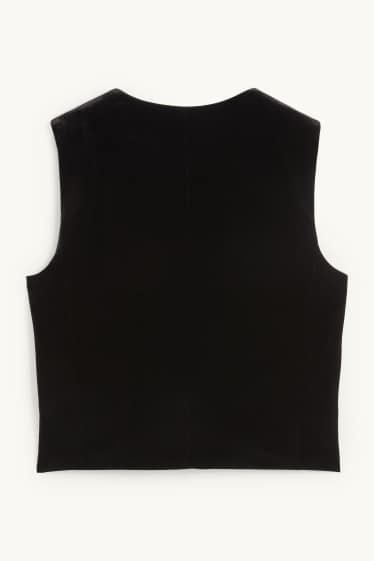 Damen - Samt-Weste - Regular Fit - schwarz