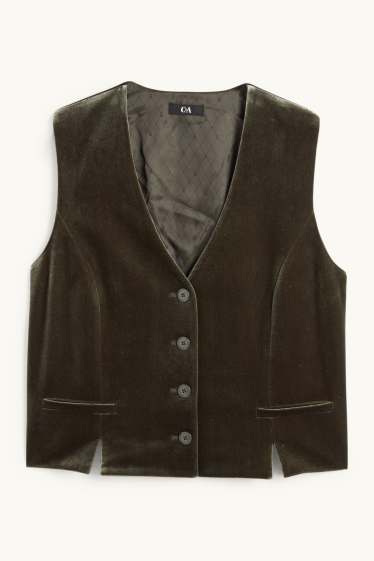 Femmes - Gilet sans manches en velours - regular fit - vert