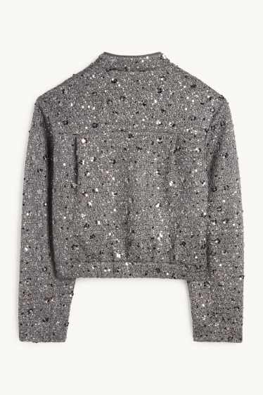 Donna - Blazer bouclé - regular fit - effetto brillante - argento