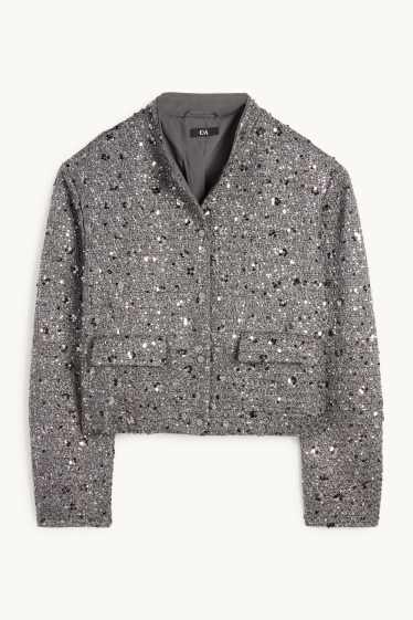Donna - Blazer bouclé - regular fit - effetto brillante - argento