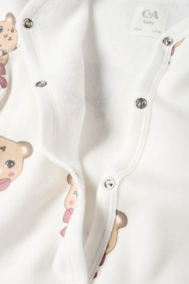 Baby Mädchen - Leopard - Baby-Schlafanzug - plüschgefüttert - weiss