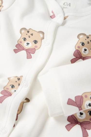 Baby Mädchen - Leopard - Baby-Schlafanzug - plüschgefüttert - weiss