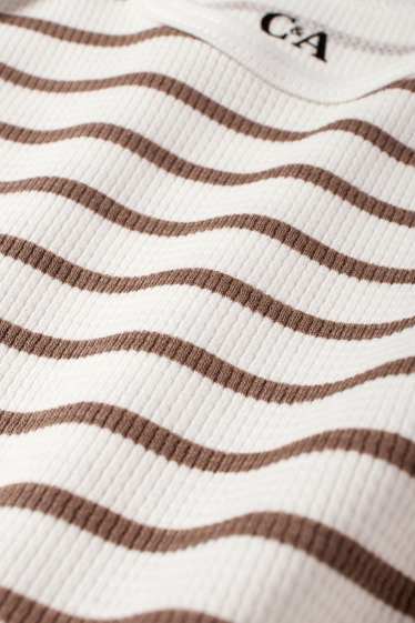 Unisex - Baby-Body - gestreift - strukturiert - weiß / beige