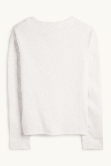 Damen - Sweatshirt - gerippt - cremeweiß