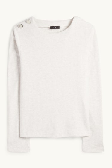 Damen - Sweatshirt - gerippt - cremeweiß