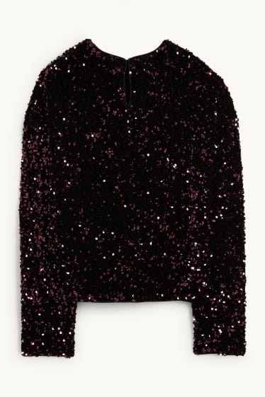 Dona - Samarreta de mànigues llargues de lluentons -regular fit - violeta