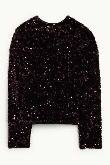 Dona - Samarreta de mànigues llargues de lluentons -regular fit - violeta