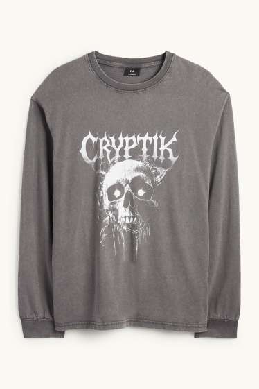 Heren - Longsleeve - relaxed fit - grijs