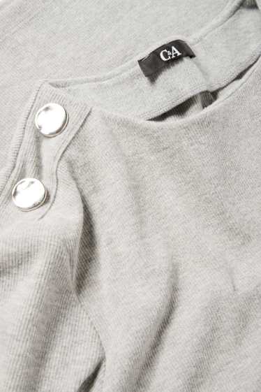 Damen - Sweatshirt - gerippt - grau