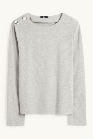 Damen - Sweatshirt - gerippt - grau
