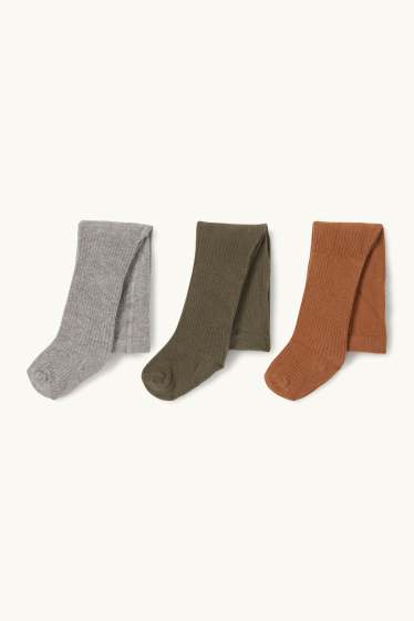 Baby: jongens - Set van 3 - babymaillot - geribd - bruin / groen