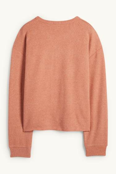 Women - Sweatshirt - ribbed - orange-red