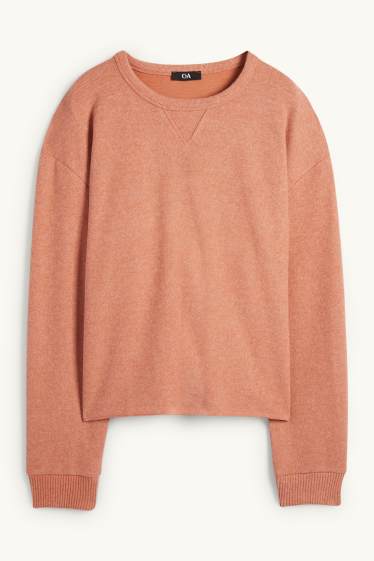 Women - Sweatshirt - ribbed - orange-red