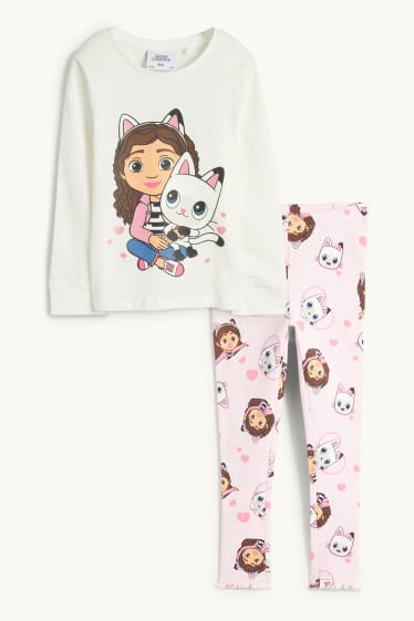 Kinder Mädchen - Gabby's Dollhouse - Pyjama - 2 teilig - weiß / rosa