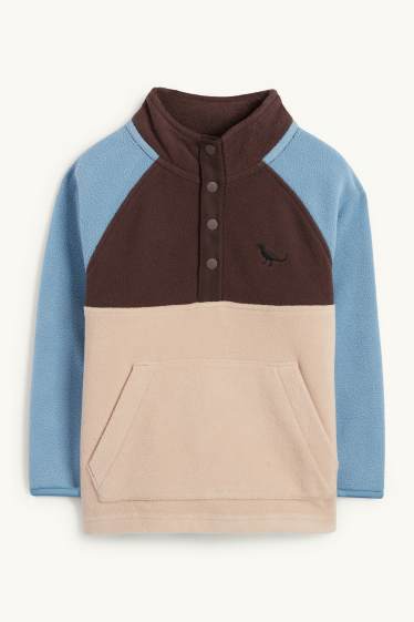 Copii - Băieți - Dinozaur - pulover din fleece - maro / albastru