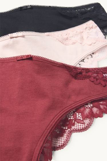 Dames - Set van 3 - Braziliaanse slip - rood