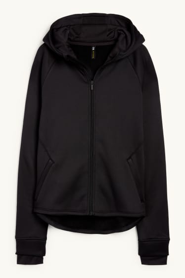 Femmes - Sweat zippé en molleton avec capuche - noir