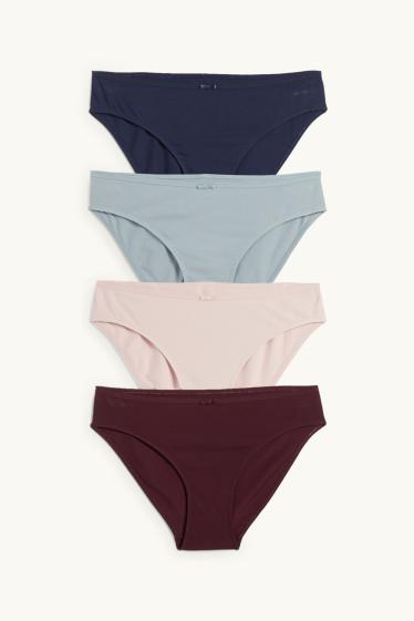 Dames - Set van 4 - slip - donkerrood