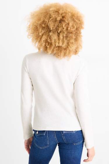 Damen - Sweatshirt - gerippt - cremeweiß