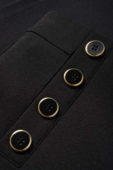 Damen - Jersey-Hose - Mid Waist - Wide Leg - schwarz