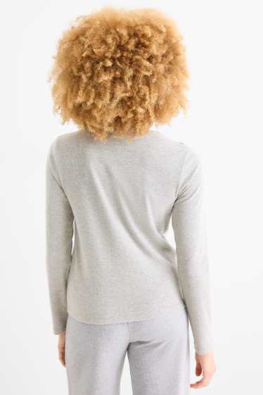 Damen - Sweatshirt - gerippt - grau