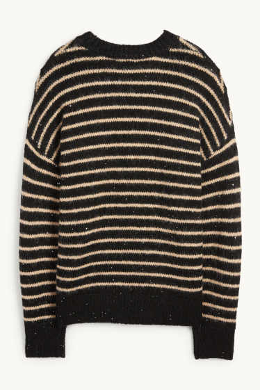 Femei - Pulover - aspect lucios - cu dungi - negru / nej