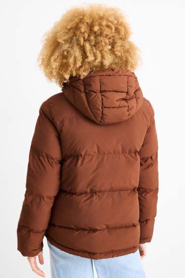 Dames - Jas met stiksels met capuchon - waterafstotend - havanna