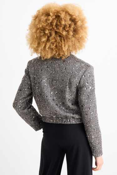 Donna - Blazer bouclé - regular fit - effetto brillante - argento