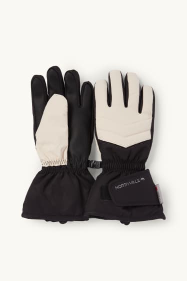 Children Girls - Ski gloves - waterproof - black / beige
