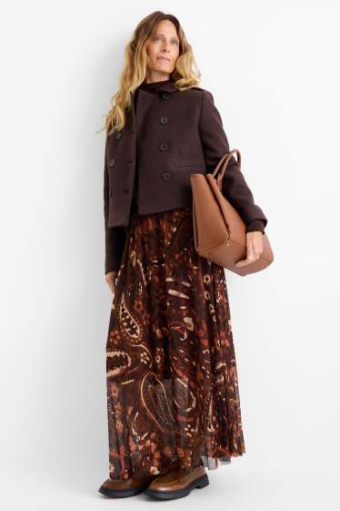 Femmes - Jupe en maille-filet - à motif - marron