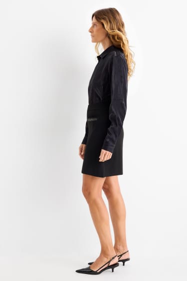 Dames - Gebreide rok - zwart