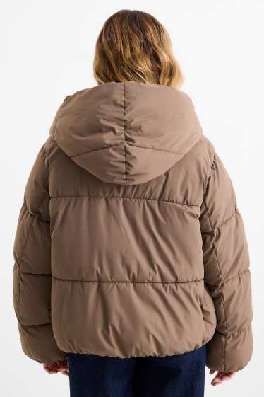 Damen - Steppjacke mit Kapuze - wasserabweisend - hellbraun