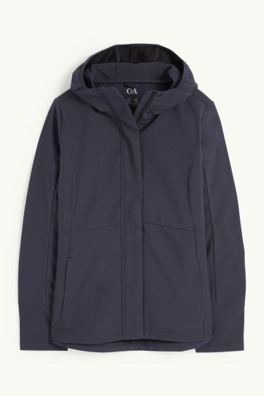 Damen - Softshelljacke mit Kapuze - wasserabweisend - 4 Way Stretch - dunkelblau