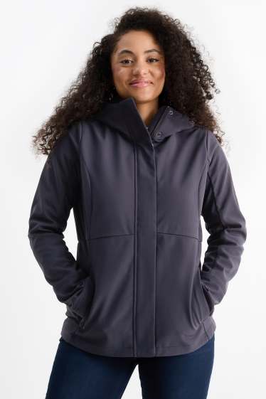 Damen - Softshelljacke mit Kapuze - wasserabweisend - 4 Way Stretch - dunkelblau